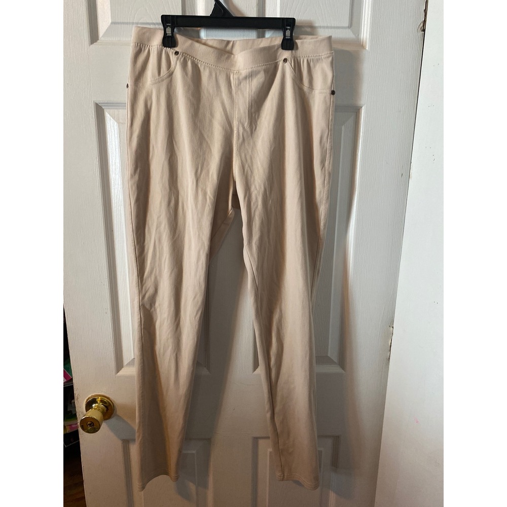 Lildy Womens Denim Jeggings Beige Tan Pull On Skinny Pants Size L-XL RN 157754